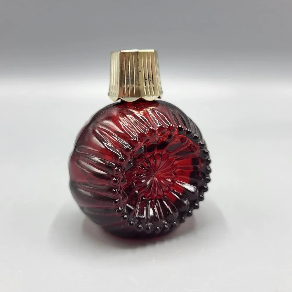 Vintage EMPTY Avon Charisma Cologne 1 fl oz Ribbed Ruby Red Glass Bottle Small
